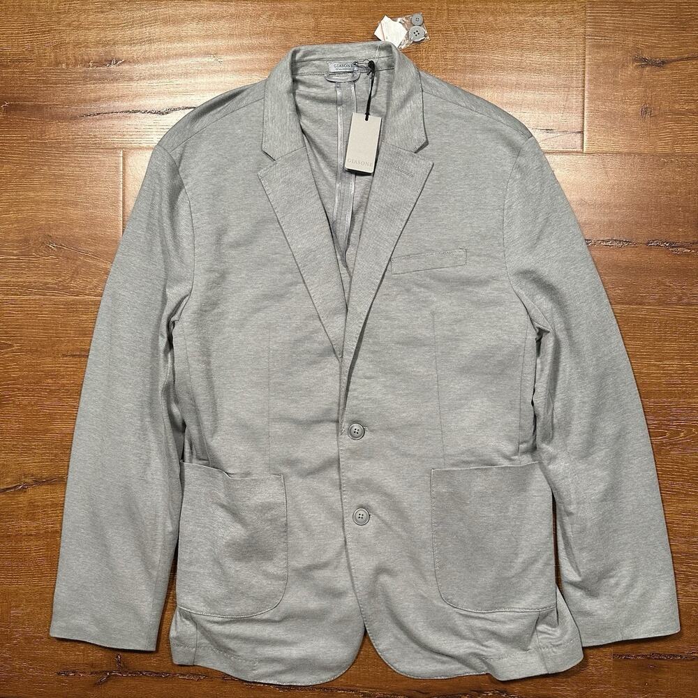 Giasone Blazer Jacket Mens XL Gray Unstructured Lightweight Designer City Career